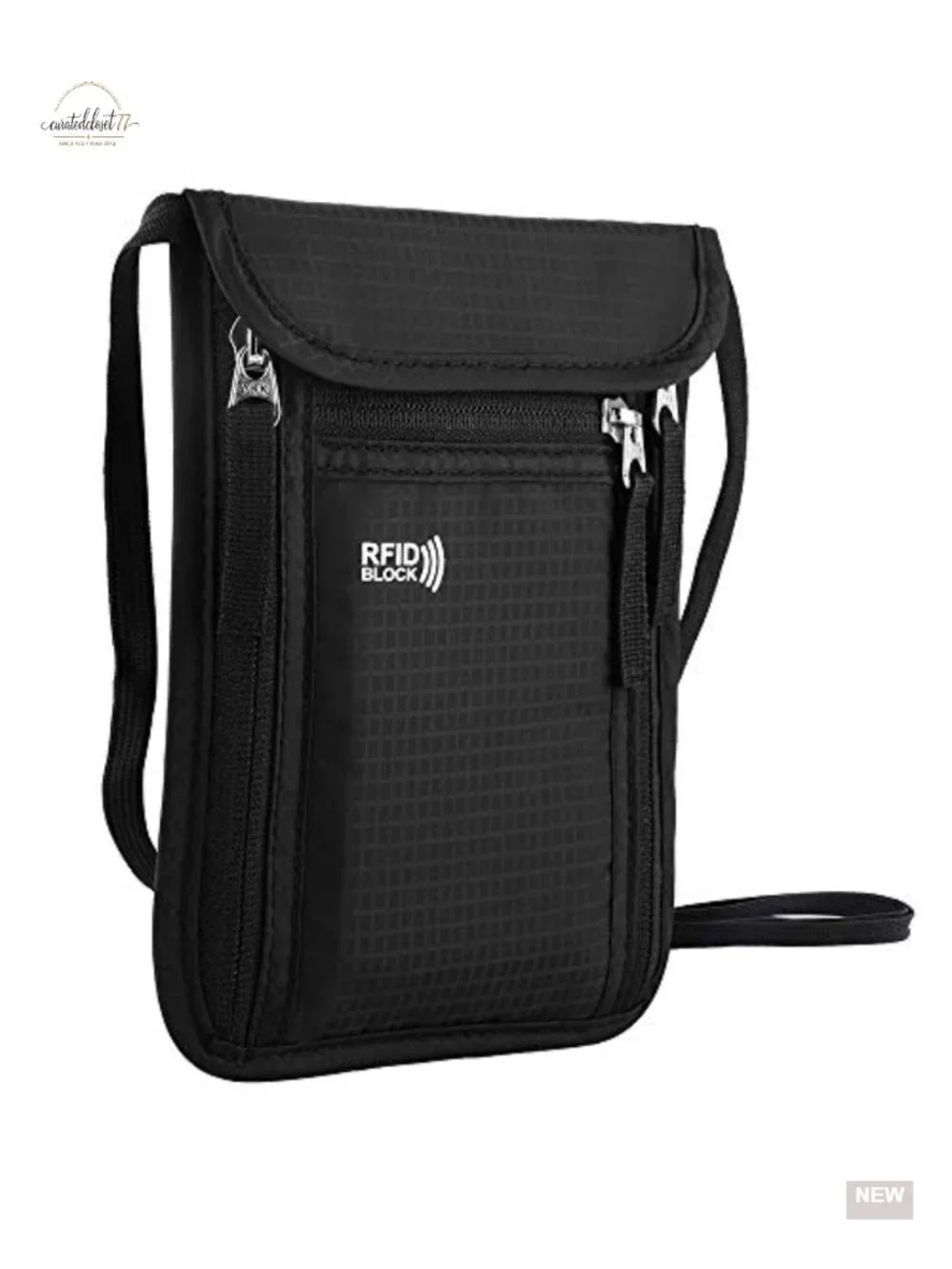 RFID Blocking Travel Pouch Neck Wallet Passport Holder Organizer with Zipper
